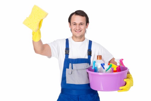 Experienced technicians cleaning carpets
